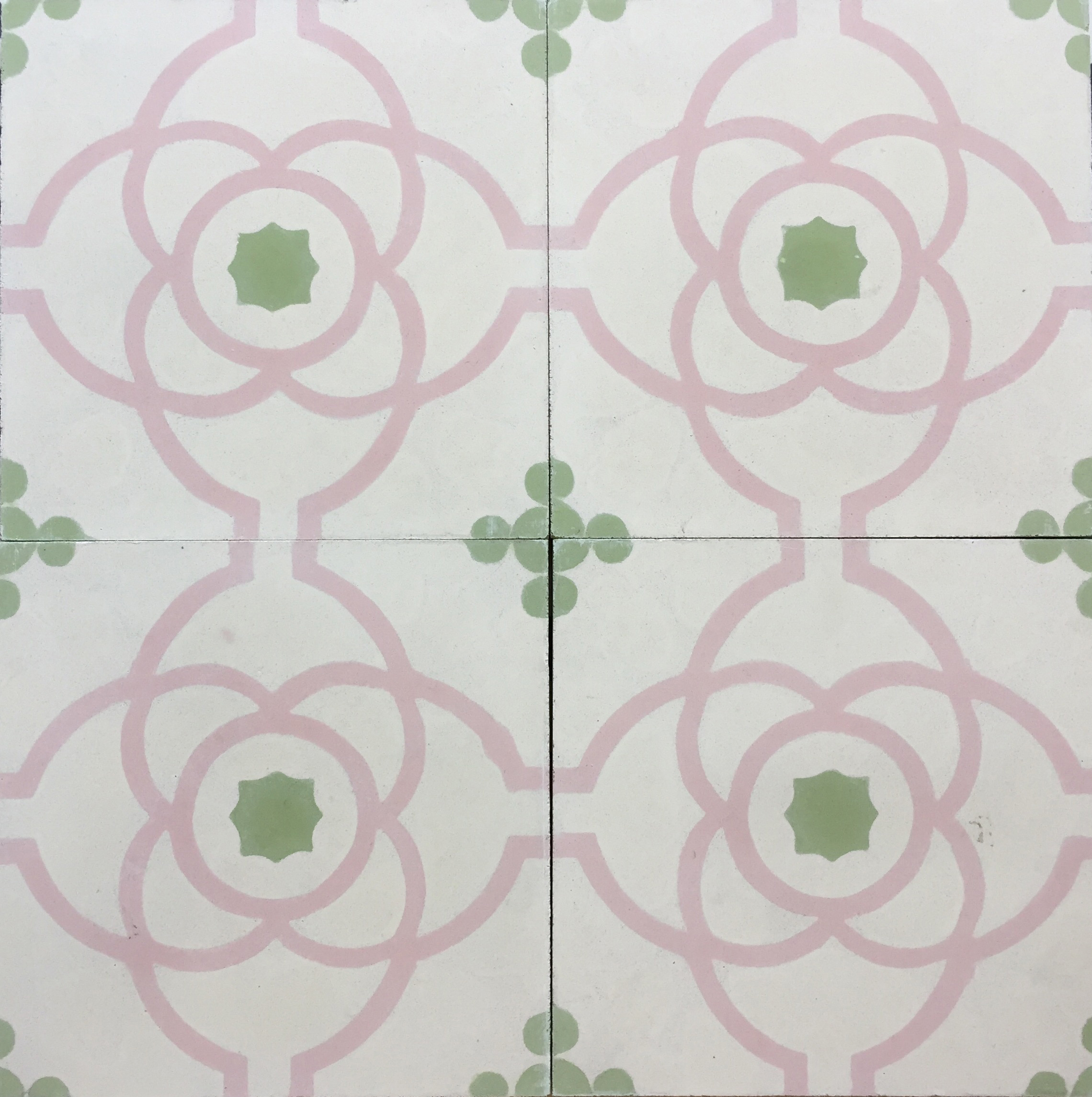 Macedonia Pink Green Encaustic Cement Tile